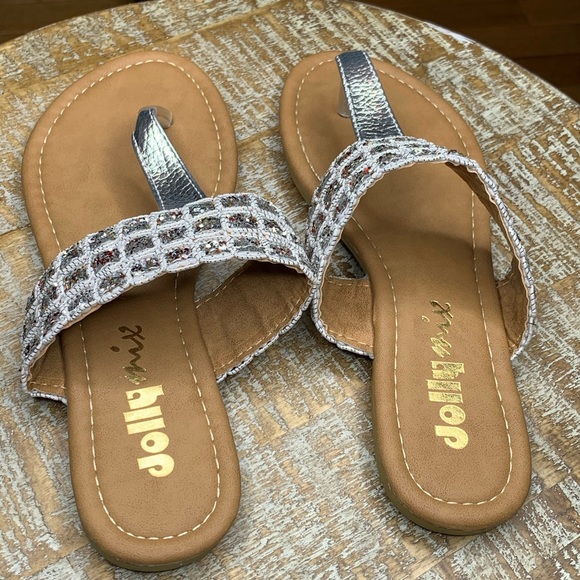 Brown Sandals with Sliver Glitter Detailing Size 6 - Picture 4 of 5